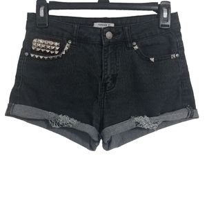Forever 21 Studded & Distressed Dark Grey Shorts